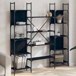 vidaXL Estantería madera de ingeniería negra 155,5x24x166,5 cm