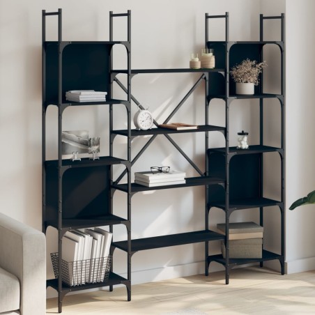 vidaXL Estantería madera de ingeniería negra 155,5x24x166,5 cm