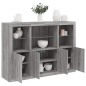 vidaXL Aparador con luz LED 3 pzas madera de ingeniería gris Sonoma vidaXL Aparador con luz LED 3 pzas madera de ingeniería gris Sonoma