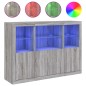 vidaXL Aparador con luz LED 3 pzas madera de ingeniería gris Sonoma vidaXL Aparador con luz LED 3 pzas madera de ingeniería gris Sonoma