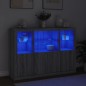 vidaXL Aparador con luz LED 3 pzas madera de ingeniería gris Sonoma vidaXL Aparador con luz LED 3 pzas madera de ingeniería gris Sonoma