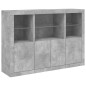 vidaXL Aparador con luz LED 3 pzas madera de ingeniería gris hormigón vidaXL Aparador con luz LED 3 pzas madera de ingeniería gris hormigón