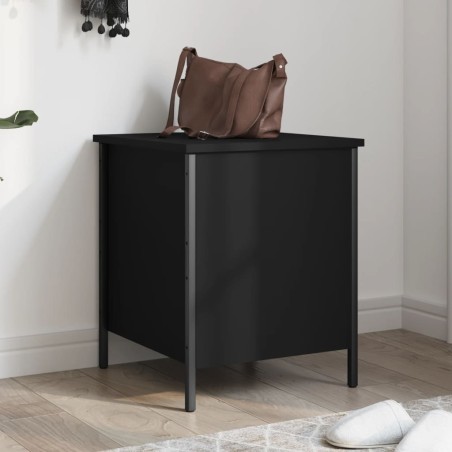 vidaXL Banco con almacenaje madera de ingeniería negro 40x42,5x50 cm