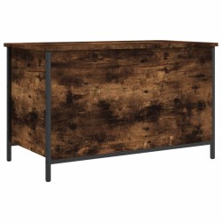 vidaXL Banco almacenaje madera ingeniería roble ahumado 80x42,5x50 cm