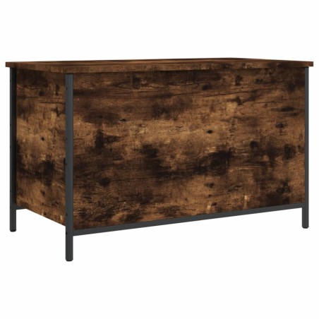 vidaXL Banco almacenaje madera ingeniería roble ahumado 80x42,5x50 cm