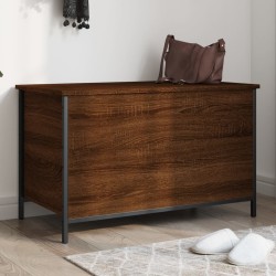 vidaXL Banco almacenaje madera ingeniería marrón roble 80x42,5x50 cm