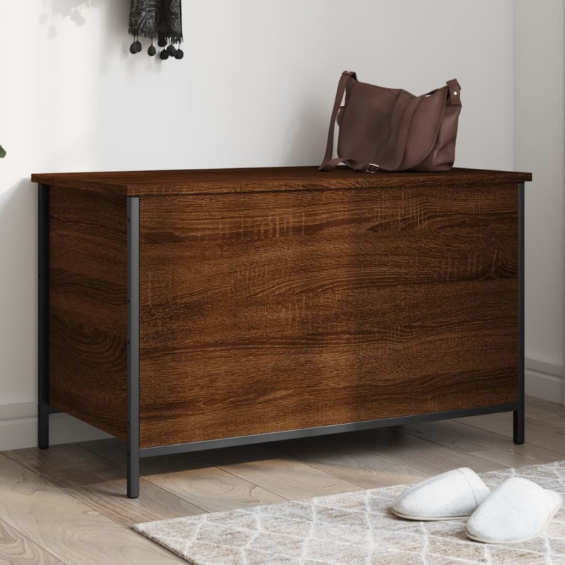 vidaXL Banco almacenaje madera ingeniería marrón roble 80x42,5x50 cm vidaXL Banco almacenaje madera ingeniería marrón roble 80x42,5x50 cm