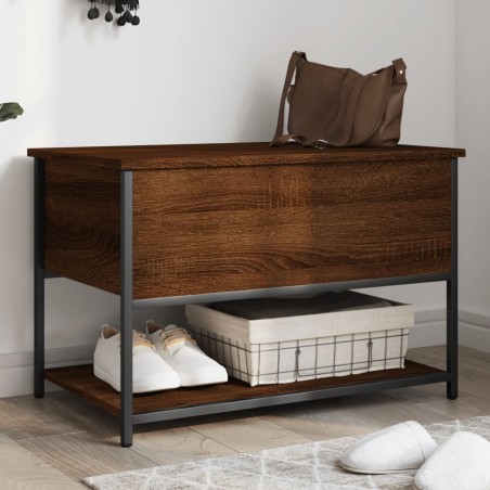 vidaXL Banco almacenaje madera ingeniería marrón roble 70x42,5x47 cm