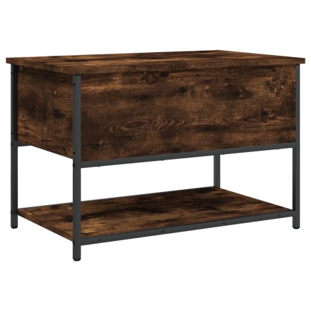 vidaXL Banco almacenaje madera ingeniería roble ahumado 70x42,5x47 cm