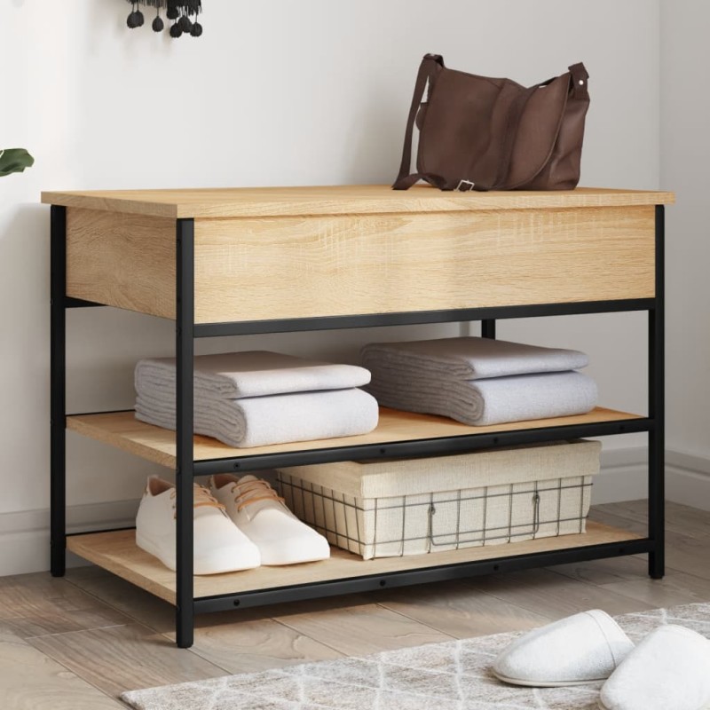 vidaXL Banco zapatero madera de ingeniería roble Sonoma 70x42,5x50 cm vidaXL Banco zapatero madera de ingeniería roble Sonoma 70x42,5x50 cm