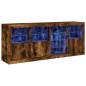 vidaXL Aparador con luces LED roble ahumado 164x37x67 cm vidaXL Aparador con luces LED roble ahumado 164x37x67 cm
