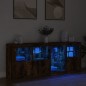 vidaXL Aparador con luces LED roble ahumado 164x37x67 cm vidaXL Aparador con luces LED roble ahumado 164x37x67 cm