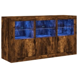 vidaXL Aparador con luces LED roble ahumado 123x37x67 cm