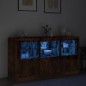 vidaXL Aparador con luces LED roble ahumado 123x37x67 cm