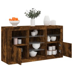 vidaXL Aparador con luces LED roble ahumado 123x37x67 cm