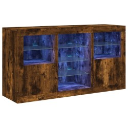 vidaXL Aparador con luces LED roble ahumado 123x37x67 cm
