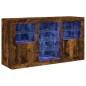 vidaXL Aparador con luces LED roble ahumado 123x37x67 cm vidaXL Aparador con luces LED roble ahumado 123x37x67 cm
