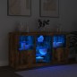 vidaXL Aparador con luces LED roble ahumado 123x37x67 cm vidaXL Aparador con luces LED roble ahumado 123x37x67 cm