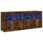 vidaXL Aparador con luces LED roble ahumado 163x37x67 cm vidaXL Aparador con luces LED roble ahumado 163x37x67 cm