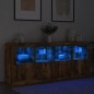 vidaXL Aparador con luces LED roble ahumado 163x37x67 cm vidaXL Aparador con luces LED roble ahumado 163x37x67 cm