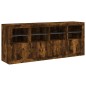 vidaXL Aparador con luces LED roble ahumado 163x37x67 cm vidaXL Aparador con luces LED roble ahumado 163x37x67 cm