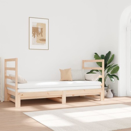 vidaXL Sofá cama extraíble madera maciza de pino 2x(90x190) cm