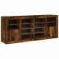 vidaXL Aparador con luces LED roble ahumado 163x37x67 cm vidaXL Aparador con luces LED roble ahumado 163x37x67 cm