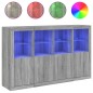 vidaXL Aparador con luz LED 3 pzas madera de ingeniería gris Sonoma vidaXL Aparador con luz LED 3 pzas madera de ingeniería gris Sonoma