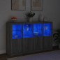 vidaXL Aparador con luz LED 3 pzas madera de ingeniería gris Sonoma vidaXL Aparador con luz LED 3 pzas madera de ingeniería gris Sonoma