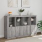 vidaXL Aparador con luz LED 3 pzas madera de ingeniería gris Sonoma vidaXL Aparador con luz LED 3 pzas madera de ingeniería gris Sonoma