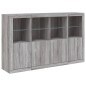 vidaXL Aparador con luz LED 3 pzas madera de ingeniería gris Sonoma vidaXL Aparador con luz LED 3 pzas madera de ingeniería gris Sonoma