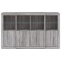 vidaXL Aparador con luz LED 3 pzas madera de ingeniería gris Sonoma vidaXL Aparador con luz LED 3 pzas madera de ingeniería gris Sonoma