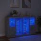 vidaXL Aparador con luz LED 3 pzas madera de ingeniería gris hormigón vidaXL Aparador con luz LED 3 pzas madera de ingeniería gris hormigón