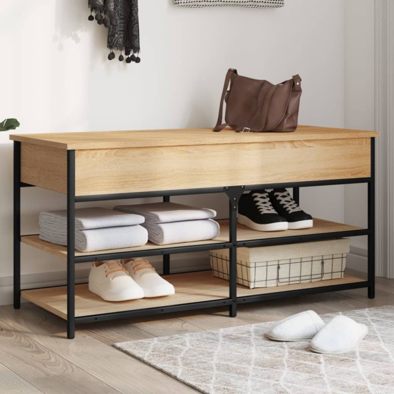 vidaXL Banco zapatero madera de ingeniería roble Sonoma 100x42,5x50 cm vidaXL Banco zapatero madera de ingeniería roble Sonoma 100x42,5x50 cm