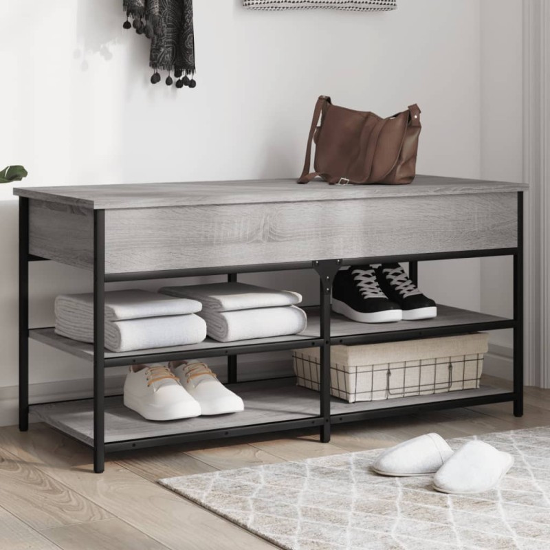 vidaXL Banco zapatero madera de ingeniería gris Sonoma 100x42,5x50 cm vidaXL Banco zapatero madera de ingeniería gris Sonoma 100x42,5x50 cm
