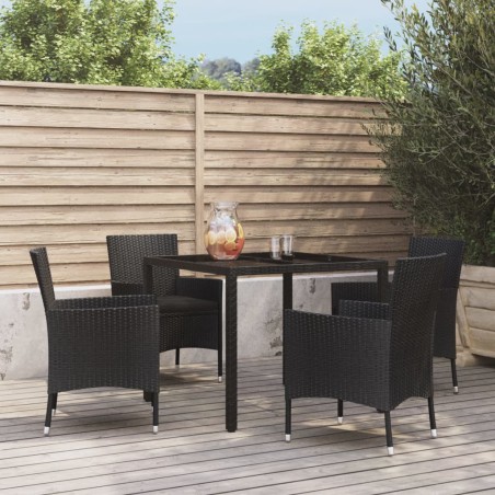 vidaXL Set de muebles jardín 5 pzas con cojines ratán sintético negro