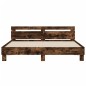 vidaXL Estructura de cama cabecero y luces LED roble ahumado 180x200cm vidaXL Estructura de cama cabecero y luces LED roble ahumado 180x200cm