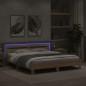 vidaXL Estructura de cama cabecero y luces LED roble Sonoma 160x200 cm vidaXL Estructura de cama cabecero y luces LED roble Sonoma 160x200 cm