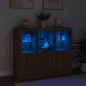 vidaXL Aparador con luz LED 3 pzas madera de ingeniería marrón roble vidaXL Aparador con luz LED 3 pzas madera de ingeniería marrón roble