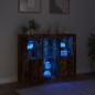 vidaXL Aparador con luz LED 3 pzas madera de ingeniería roble ahumado vidaXL Aparador con luz LED 3 pzas madera de ingeniería roble ahumado