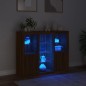 vidaXL Aparador con luz LED 3 pzas madera de ingeniería marrón roble vidaXL Aparador con luz LED 3 pzas madera de ingeniería marrón roble