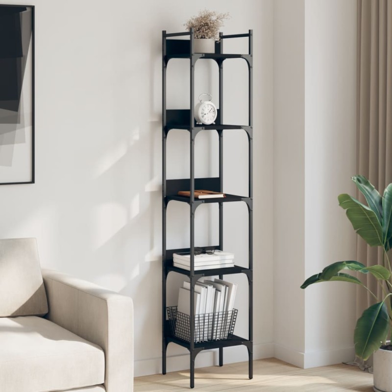vidaXL Librería de 5 estantes madera ingeniería negro 35x30x174 cm vidaXL Librería de 5 estantes madera ingeniería negro 35x30x174 cm