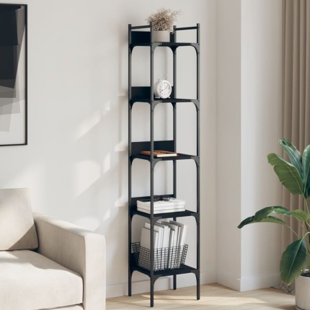 vidaXL Librería de 5 estantes madera ingeniería negro 35x30x174 cm
