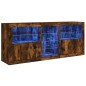 vidaXL Aparador con luces LED roble ahumado 162x37x67 cm vidaXL Aparador con luces LED roble ahumado 162x37x67 cm