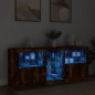 vidaXL Aparador con luces LED roble ahumado 162x37x67 cm vidaXL Aparador con luces LED roble ahumado 162x37x67 cm