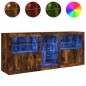vidaXL Aparador con luces LED roble ahumado 162x37x67 cm vidaXL Aparador con luces LED roble ahumado 162x37x67 cm