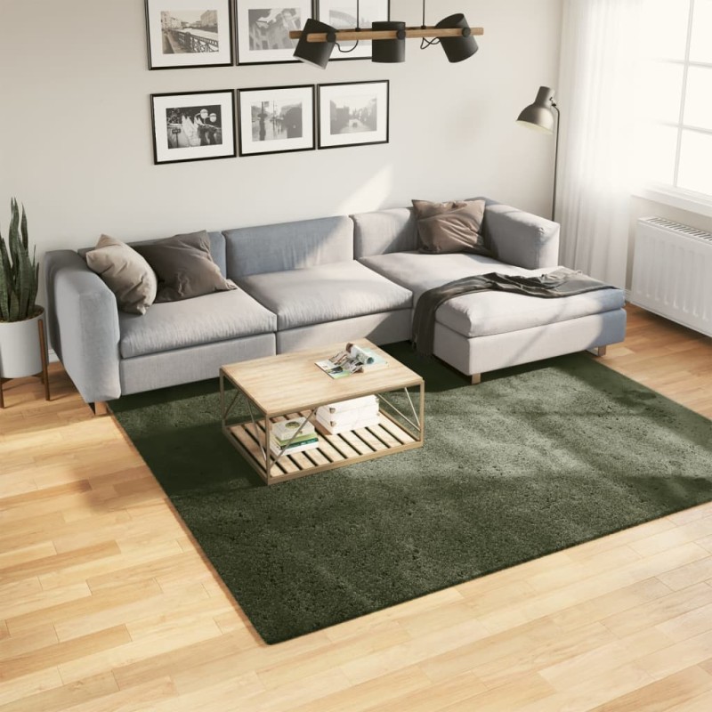 vidaXL Alfombra pelo corto suave lavable HUARTE verde bosque 240x240cm