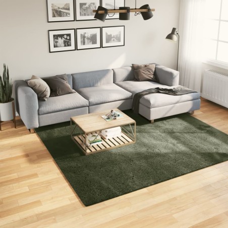 vidaXL Alfombra pelo corto suave lavable HUARTE verde bosque 240x240cm
