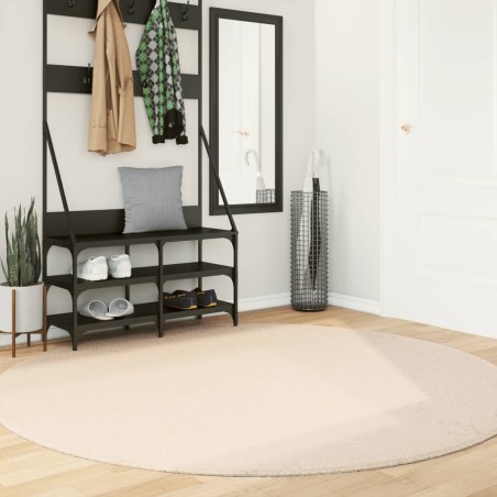 vidaXL Alfombra de pelo corto suave lavable HUARTE beige Ø 200 cm