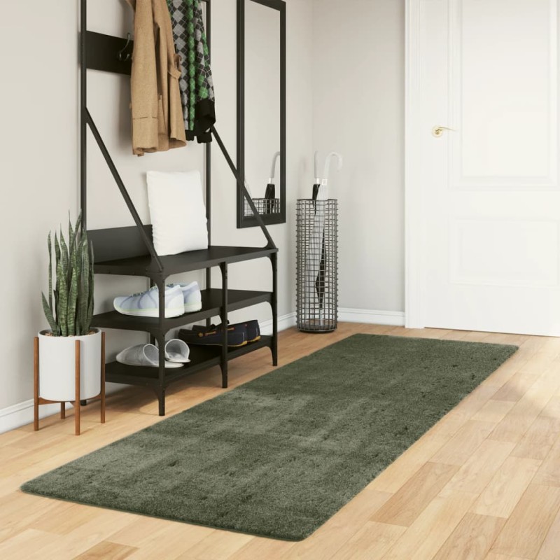 vidaXL Alfombra pelo corto suave lavable HUARTE verde bosque 80x250 cm vidaXL Alfombra pelo corto suave lavable HUARTE verde bosque 80x250 cm